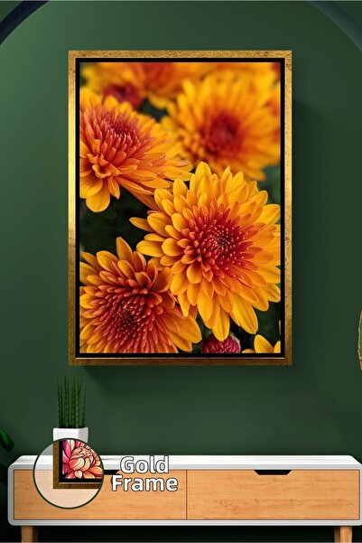 KOSS Dijital Оранжево цвете от хризантема Модерна флорална картина Картина на...