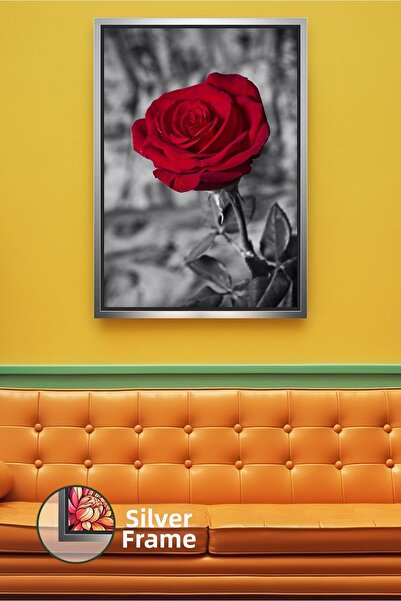 KOSS Dijital Κόκκινο τριαντάφυλλο Μαύρο Λευκό Πίνακας Λουλουδιών Διακόσμηση τ...