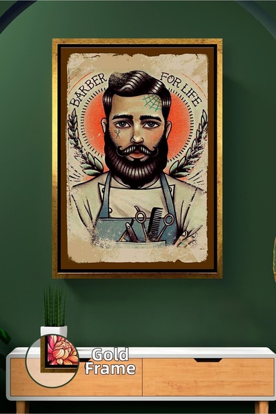 KOSS Dijital Pictură pe pânză înrămată cu conceptul clasic de frizer, cu o fi...