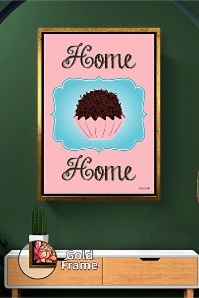 KOSS Dijital Home Sweet Home Pictură pe pânză înrămată cu figură de cupcake s...