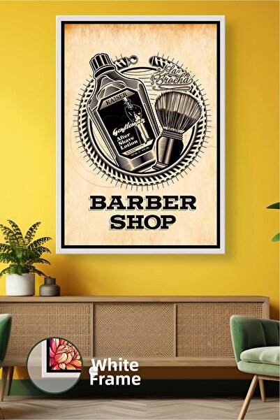KOSS Dijital Pictură pe pânză cu cadru de barbershop retro cu perie de bărbie...