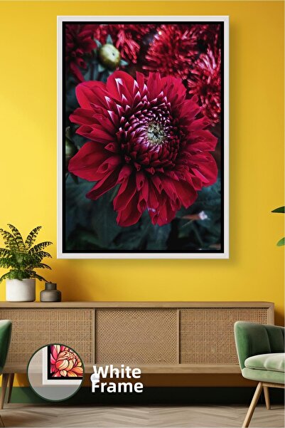 KOSS Dijital Pictură decorativă elegantă cu flori de crizantemă burgundă, pic...