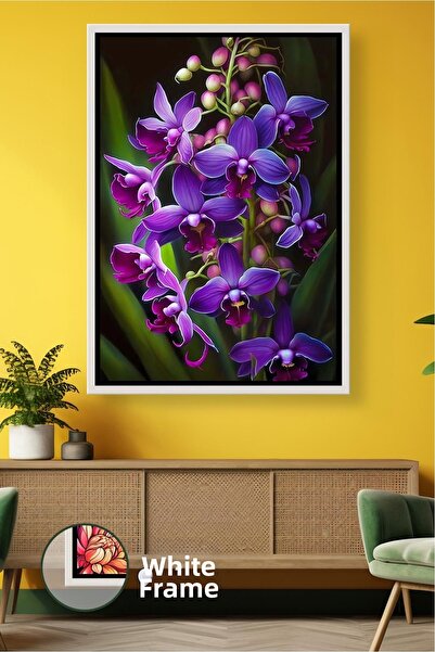 KOSS Dijital Decorare de perete pentru sufragerie și living, cu flori de orhi...