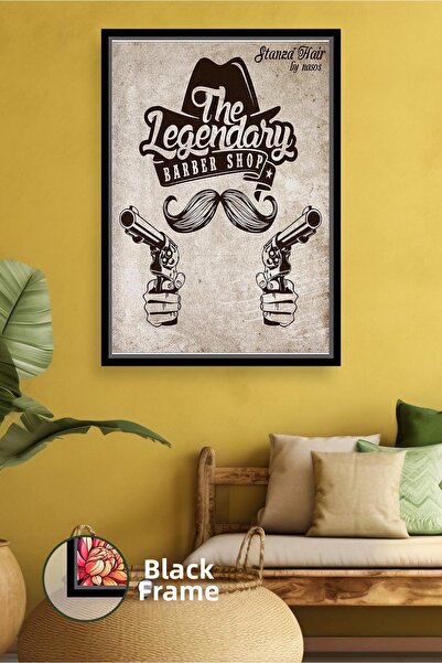 KOSS Dijital Pictură pe pânză înrămată The Legendary Barber Shop Retro Salon ...