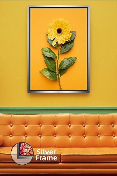 KOSS Dijital Жълта гербера Цветя Модерен и енергичен стил Картина в рамка за ...