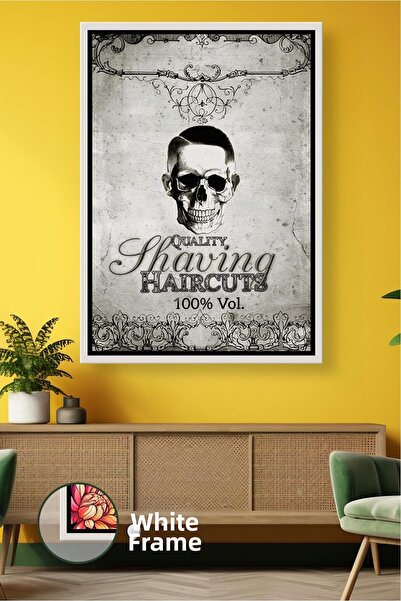 KOSS Dijital Pictură pe pânză înrămată cu design de craniu pentru frizerii și...