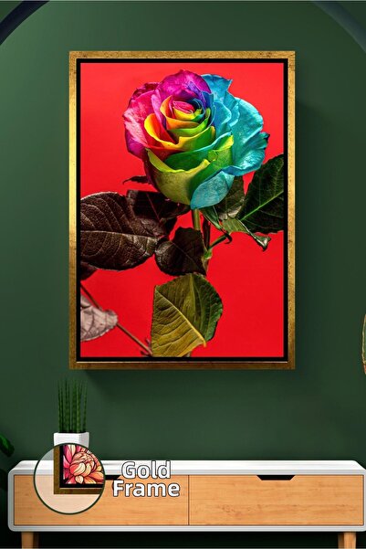 KOSS Dijital Цветна роза Цветя Снимка Ярък червен фон Модерен декоративен сти...