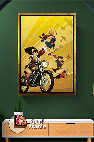 KOSS Dijital Wonder Woman Supergirl Batgirl Pictură pe pânză înrămată cu supe...