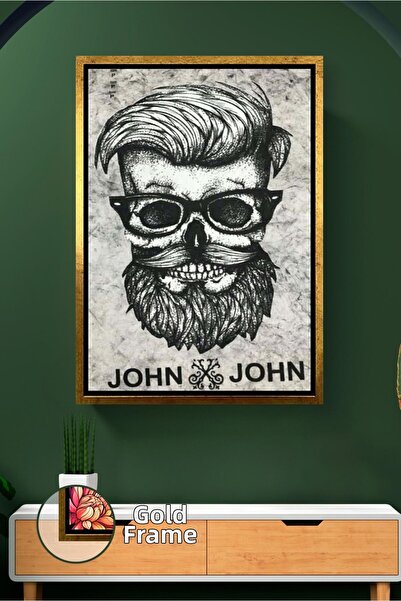 KOSS Dijital Pictură pe pânză înrămată cu craniu masculin cu barbă, decor mas...