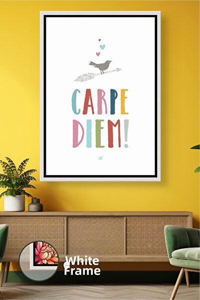 KOSS Dijital Pictură pe pânză înrămată cu text Carpe Diem Decor de perete col...