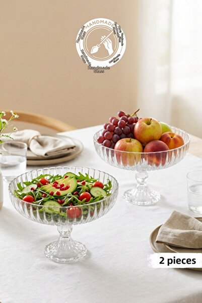 Glamis طقم من وعائين زجاجيين مصنوعين يدويًا للسلطة والفواكه من سيلين كونسبت ل...