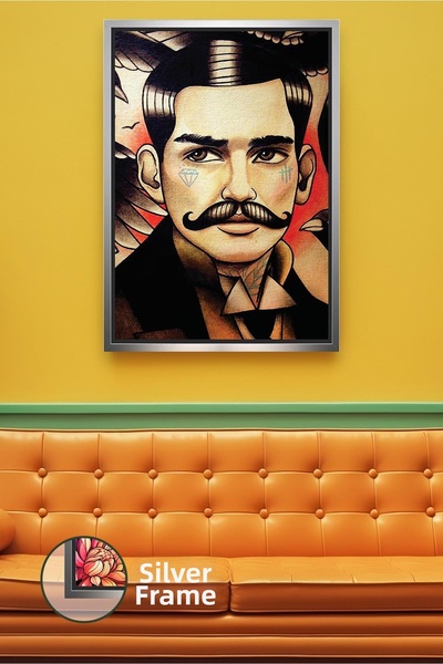 KOSS Dijital Pictură pe pânză înrămată cu artă retro cu ilustrație de bărbat ...