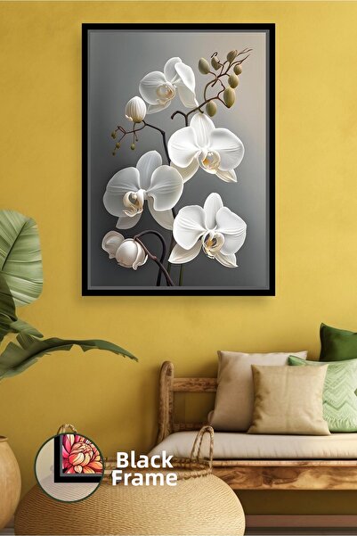 KOSS Dijital Бяла орхидея Елегантна и модерна декорация за стена Минималистич...