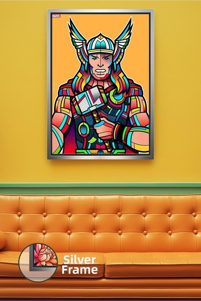 KOSS Dijital Ornament de perete cu figură Thor Marvel, cu detaliu de ciocan, ...