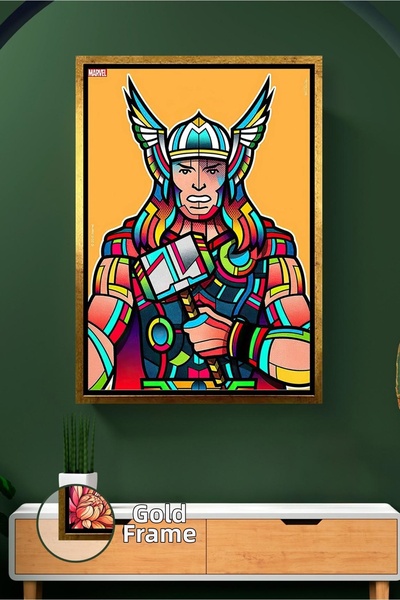 KOSS Dijital Ornament de perete cu figură Thor Marvel, cu detaliu de ciocan, ...