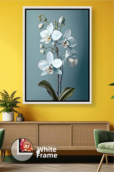 KOSS Dijital Бяла орхидея Проста и елегантна съвременна декорация за стена Ми...