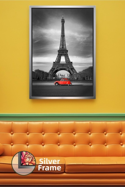 KOSS Dijital Pictură pe pânză înrămată cu tematică de oraș modern, roșu, negr...