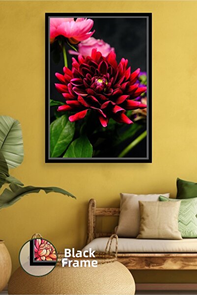 KOSS Dijital Ζωηρό κόκκινο λουλούδι δαλίας με λεπτομέρειες, μοντέρνο στολίδι ...