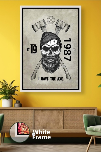 KOSS Dijital Εικόνα σε καμβά με κορνίζα, με σκληρό ανδρικό σχέδιο κρανίου με ...