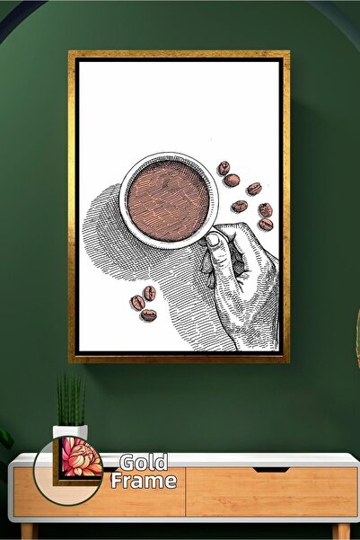KOSS Dijital Pictură pe pânză înrămată cu ceașcă de cafea cu desen manual min...