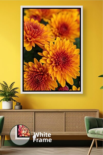 KOSS Dijital Оранжево цвете от хризантема Модерна флорална картина Картина на...