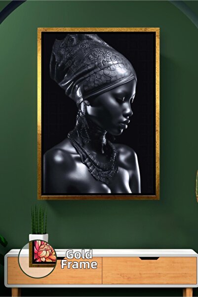 KOSS Dijital Figura de femeie africană cu o eșarfă neagră, lucrare de artă mo...