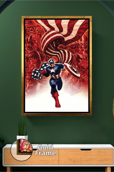 KOSS Dijital Capitanul America cu scut, decor de perete, pictură pe pânză înr...