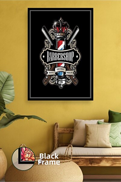 KOSS Dijital Pictură pe pânză cu cadru detaliat, cu emblemă de frizerie, cu u...