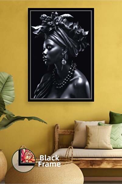 KOSS Dijital Cultură africană Portret de femeie în tonuri negre Pictură decor...