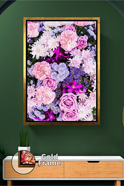 KOSS Dijital Ροζ μωβ ζωγραφική τοίχου με λουλούδια Πολύχρωμο μοτίβο λουλουδιώ...