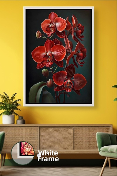 KOSS Dijital Floare de orhidee roșie, decor modern uimitor de perete, imagine...