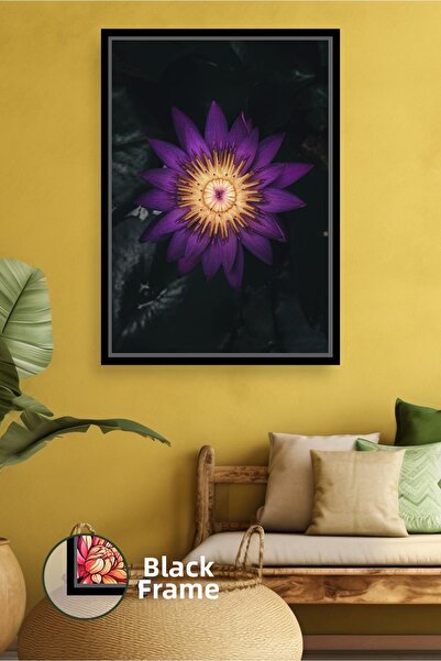 KOSS Dijital Floare de lotus violet Fundal închis Decor elegant de perete Pic...