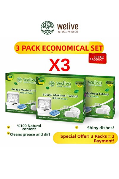 Welive أقراص غسيل الأطباق العشبية، عبوة من 3 قطع