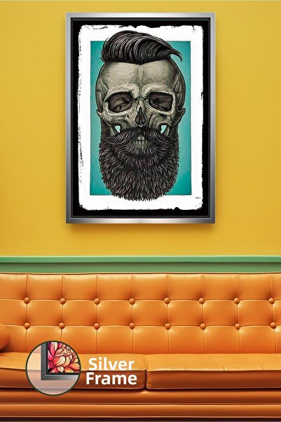 KOSS Dijital Pictură pe pânză înrămată cu craniu cu barbă pentru bărbați, dec...