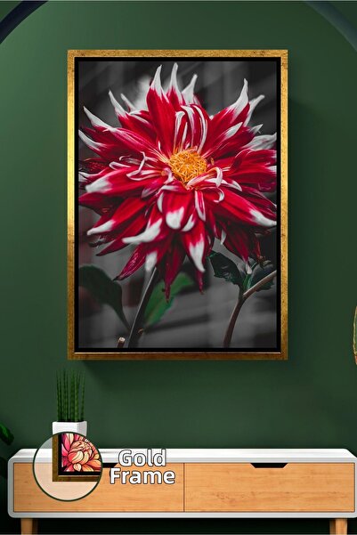 KOSS Dijital Pictură decorativă cu flori de dahlia roșie Accesoriu elegant pe...