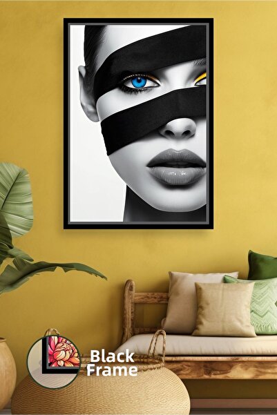 KOSS Dijital Μοντέρνος πίνακας σε καμβά με κορνίζα, με λεπτομέρεια μπλε μάτια...