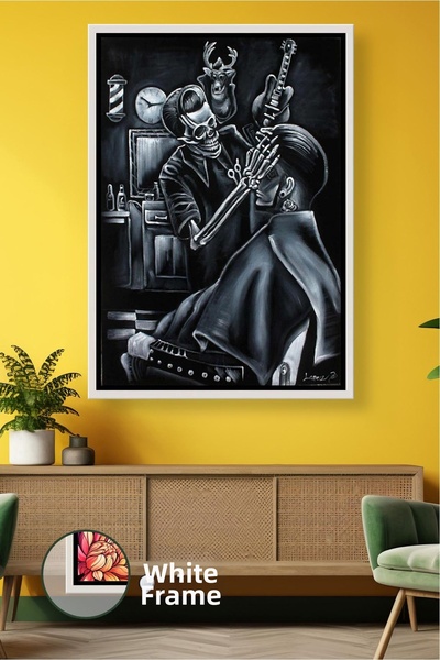 KOSS Dijital Pictură pe pânză înrămată cu decor masculin de perete cu craniu ...