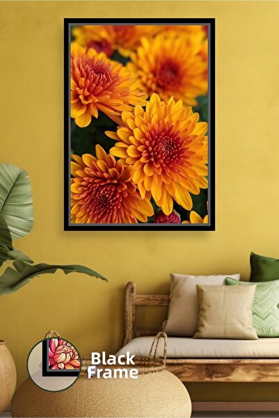KOSS Dijital Оранжево цвете от хризантема Модерна флорална картина Картина на...