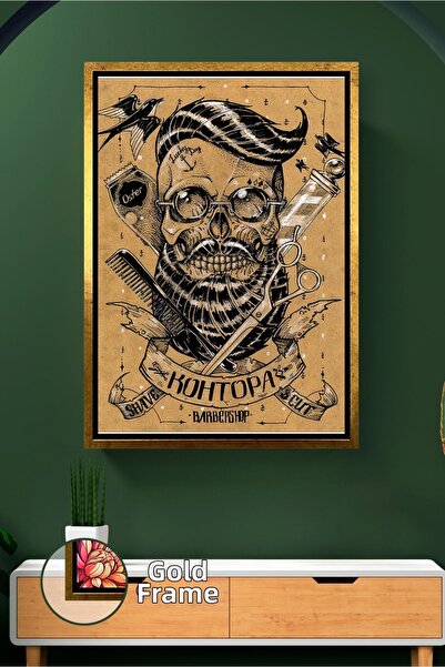 KOSS Dijital Pictură pe pânză cu cadru retro, cu design de foarfece pentru ba...