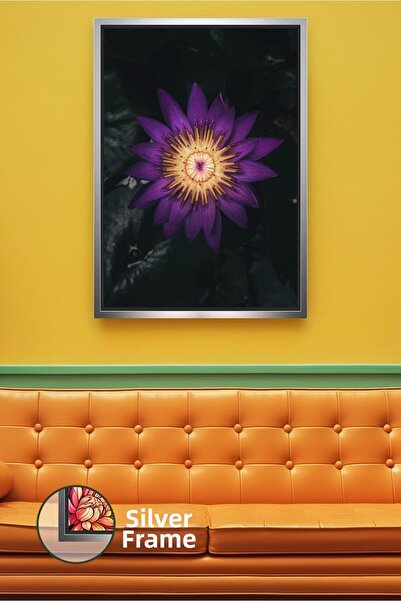 KOSS Dijital Floare de lotus violet Fundal închis Decor elegant de perete Pic...