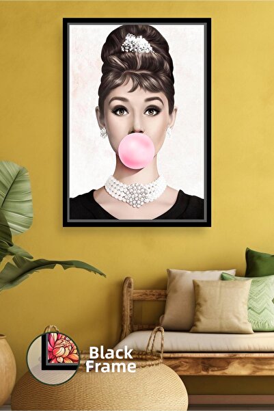 KOSS Dijital Elegant Portrait of Audrey Hepburn Stylish Pop Art Framed Canvas...