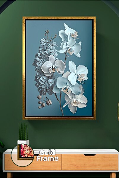 KOSS Dijital Бяла орхидея и синя хармония с въздушна декорация на стената в х...