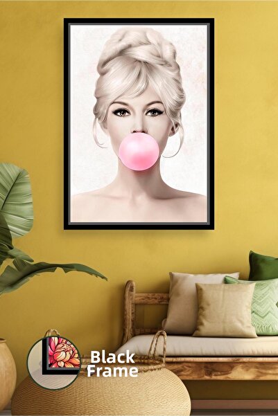 KOSS Dijital Portret iconic de Brigitte Bardot, gumă roz, stil modern pop art...