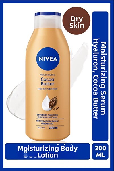 NIVEA لوشن مرطب للجسم بزبدة الكاكاو 200 مل، زبدة الكاكاو، الهيالورون، للبشرة ...
