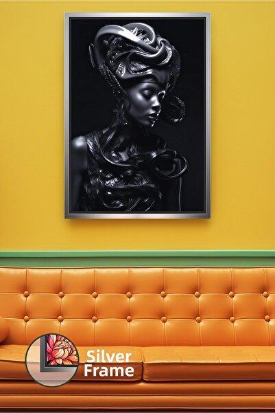 KOSS Dijital Λεπτομερής γυναικεία φιγούρα σε μαύρες αποχρώσεις Πίνακας σε καμ...