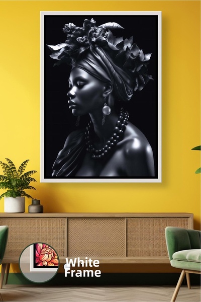 KOSS Dijital Πορτρέτο γυναικών της αφρικανικής κουλτούρας σε μαύρο τόνο Διακο...