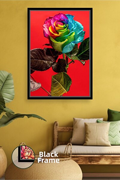 KOSS Dijital Цветна роза Цветя Снимка Ярък червен фон Модерен декоративен сти...