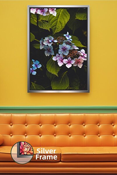 KOSS Dijital Floare de hortensie albastră roz, frunze naturale, fotografie de...