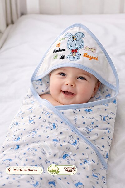 Onouqo 0-3 Months Newborn Hooded Swaddle Blankets – Cotton, Soft Texture – Bu...