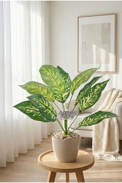 Yapay Çiçek Deposu نبات اصطناعي أبيض أزرق بلون الكوبالت إيدا ذو 9 أوراق إيزيس...